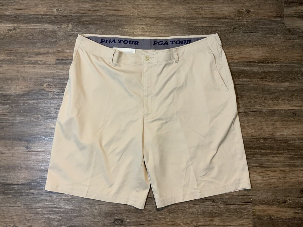 PGA Tour Shorts Men 40 Beige Golf Golfer Outdoor Casual Stretch Preppy